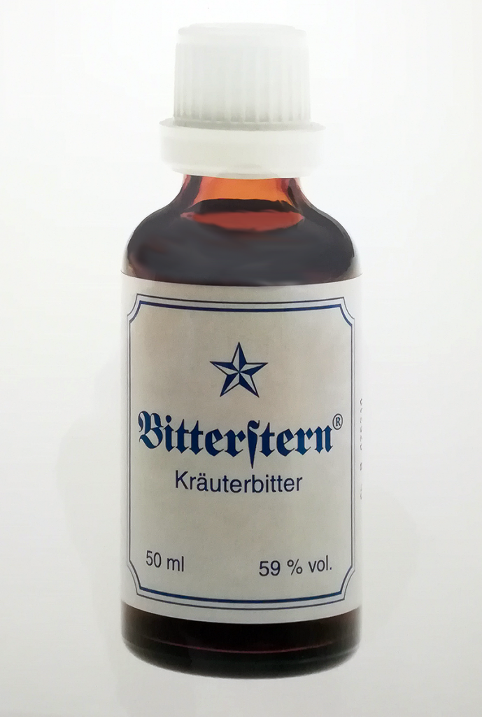 Bitterstern Kräutertropfen mit dem Etikett von 1992.