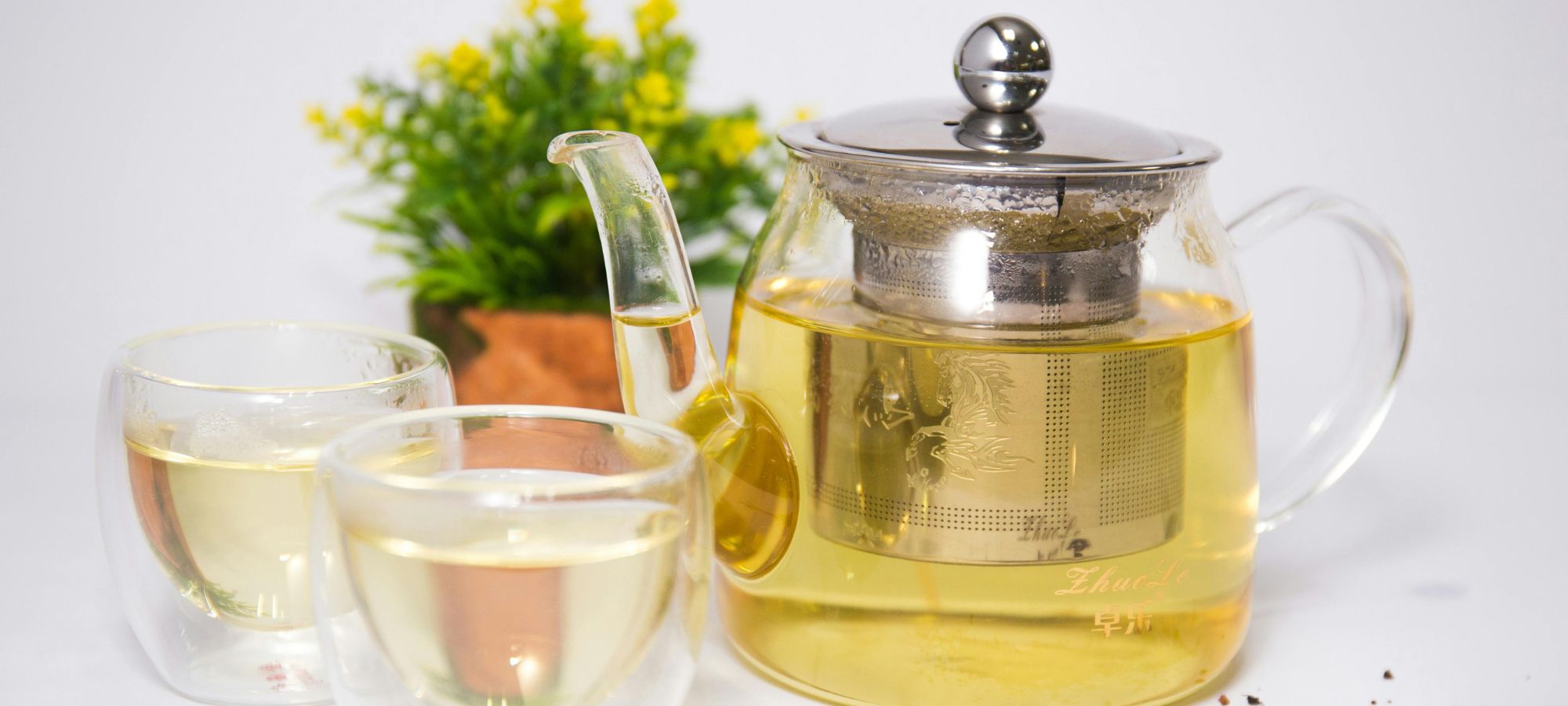 Tee in einer Teekanne mit Teegläsern