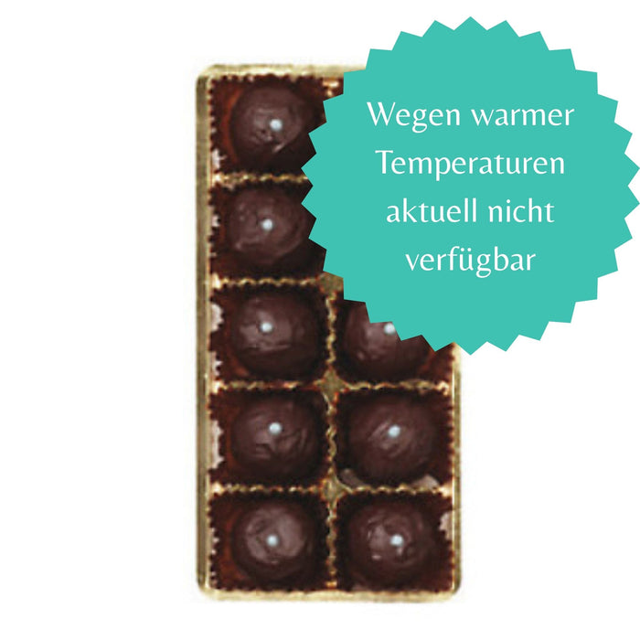 Bitterstern Schokoladentrüffel 10er Packung mit dem Hinweis: "Wegen warmer Temperaturen aktuell nicht verfügbar"