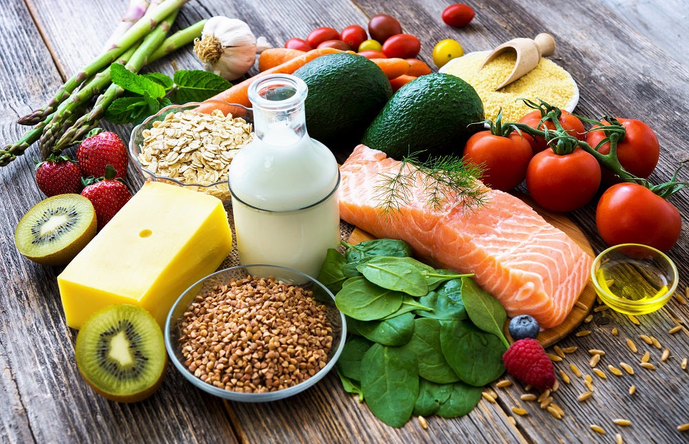Gesunde Lebensmittel mit Vitaminen und Mineralstoffen für das Immunsystem