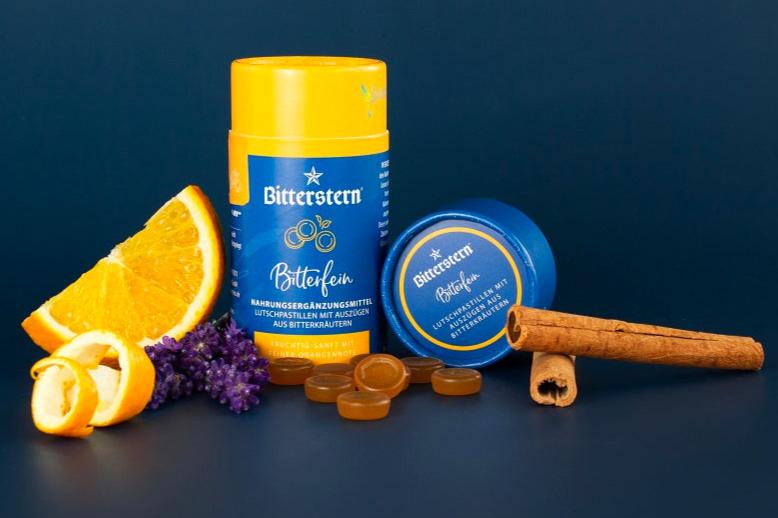 Bitterstern Lutschpastillen Bitterfein mit Orange, Lavendel und Zimtstangen